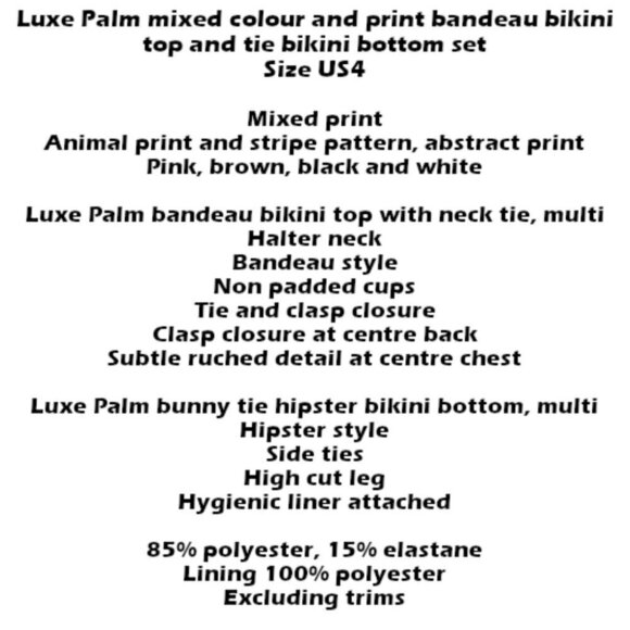 NWT Luxe Palm bandeau bikini top & tie bottom set - Picture 9 of 13